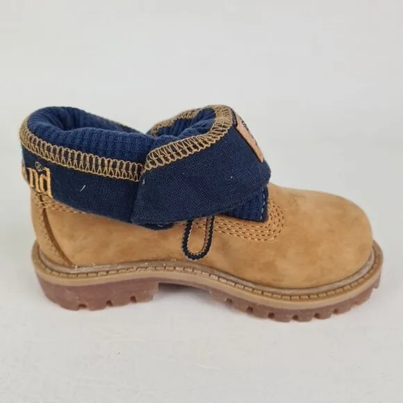 Timberland Roll Top Thrml TODDLER Boots Waterproof Wheat Leather Size 7