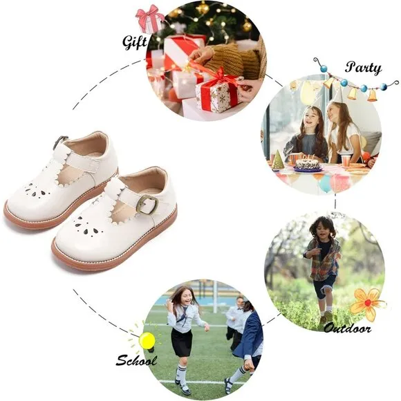 Toddler Little Girl Mary Jane Dress Shoes B366-beige