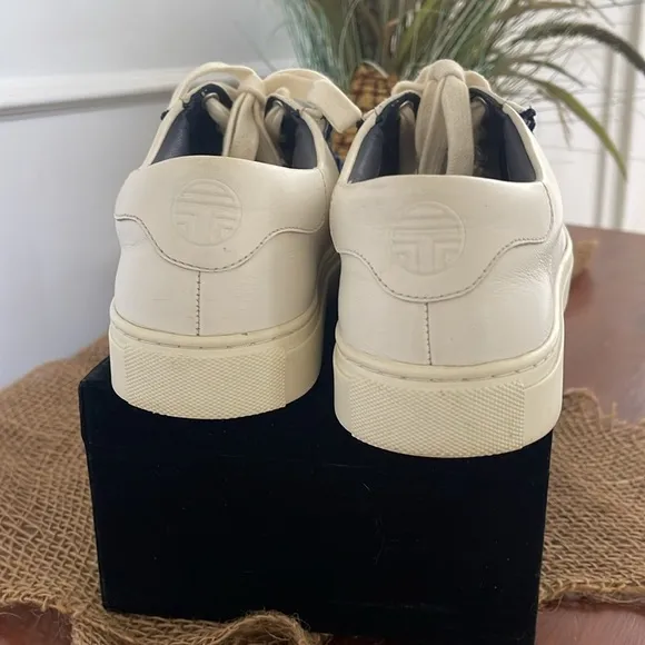 Tory Burch Ruffle Women’s 7.5 White Leather Lace Casual Sport Sneakers Shoes