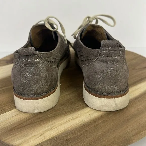 TRASK Lena Perforated Oxford Sneakers Shoes Metallic 6.5