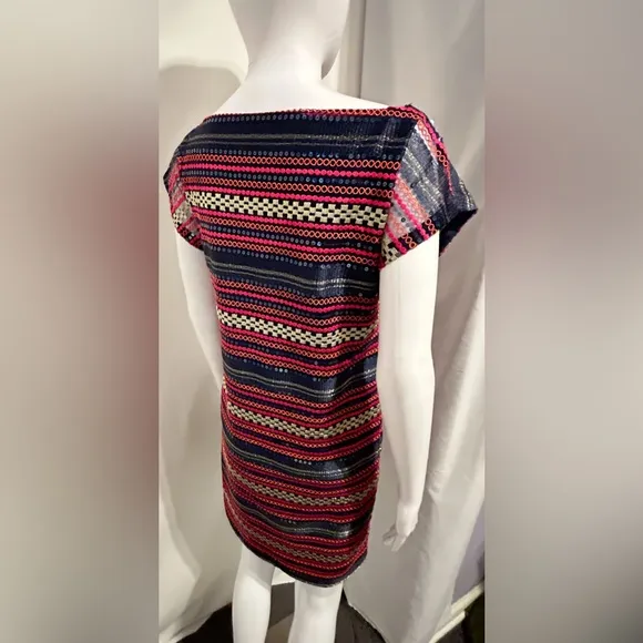 TRINA TURK SZ 0 COLORFUL RETRO EMROIDERED SEQUINED DRESS BOHO CHIC PARTY SUMMER