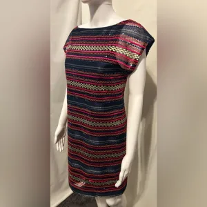 TRINA TURK SZ 0 COLORFUL RETRO EMROIDERED SEQUINED DRESS BOHO CHIC PARTY SUMMER