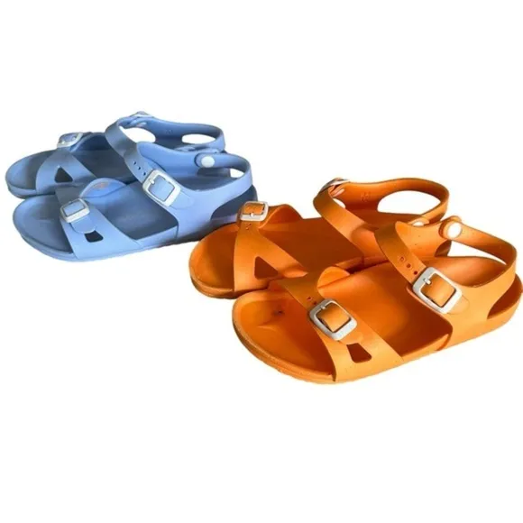 TWO PAIR BIRKENSTOCK RIO KIDS EVA SANDALS SIZE 34