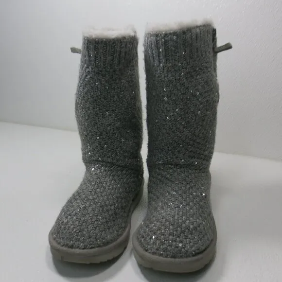 UGG 1104669K Australia Sequin Knit Insulated Winter Boots Big Kids Shoes sz 4