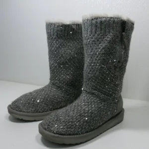 UGG 1104669K Australia Sequin Knit Insulated Winter Boots Big Kids Shoes sz 4