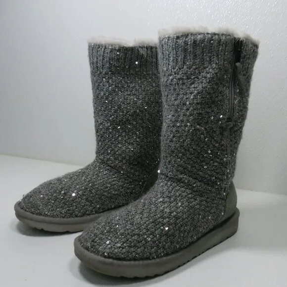 UGG 1104669K Australia Sequin Knit Insulated Winter Boots Big Kids Shoes sz 4