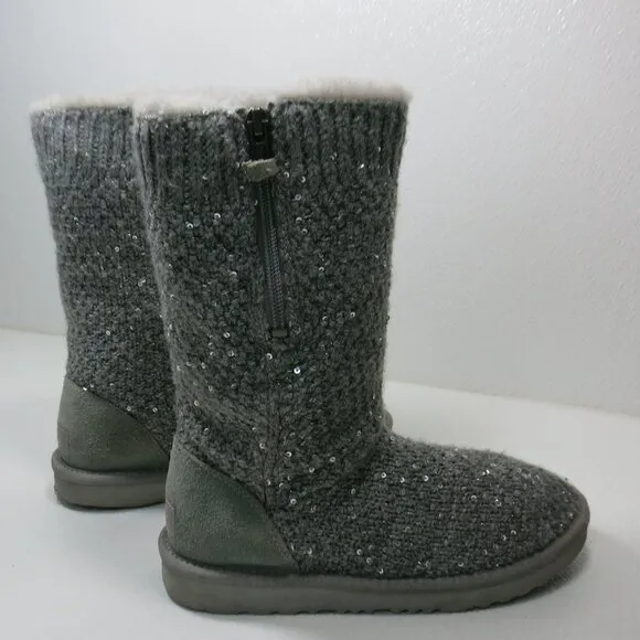 UGG 1104669K Australia Sequin Knit Insulated Winter Boots Big Kids Shoes sz 4