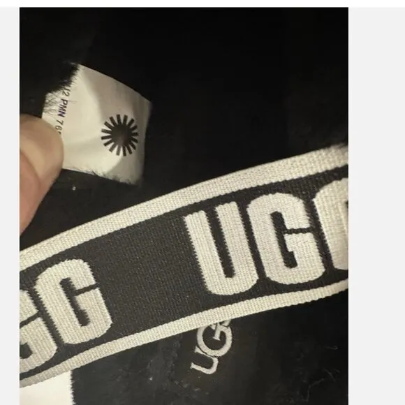 UGG BLACK FUNKETTE FLUFF SLIDE SLIPPER PLATFORM SANDALS, WOMEN US 8/ EUR 39