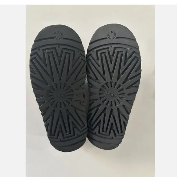 UGG BLACK FUNKETTE FLUFF SLIDE SLIPPER PLATFORM SANDALS, WOMEN US 8/ EUR 39