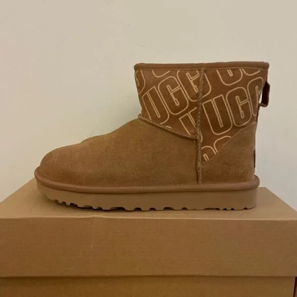 UGG Classic Mini II UGG Graphic Boots Chestnut USA Women Size 6/UK 4/EU 37