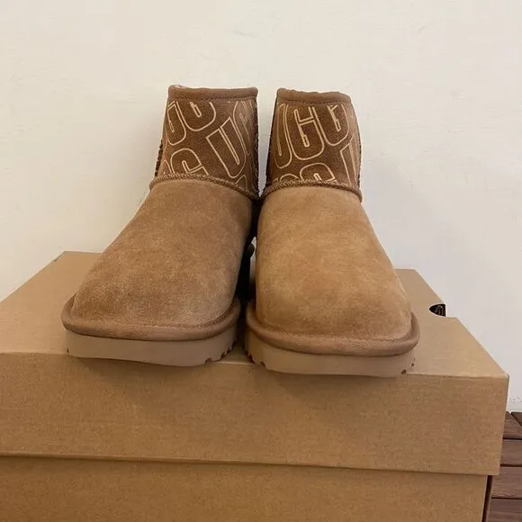 UGG Classic Mini II UGG Graphic Boots Chestnut USA Women Size 6/UK 4/EU 37