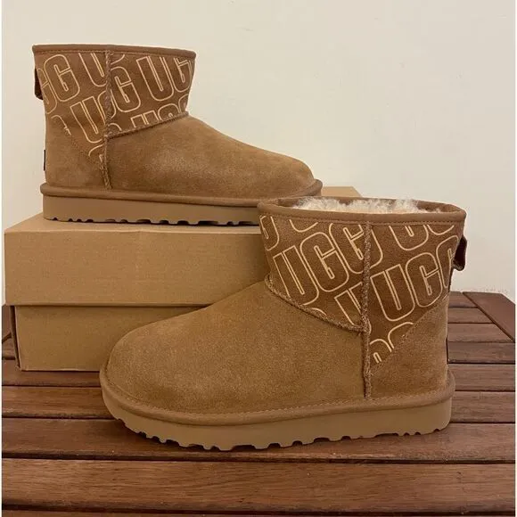 UGG Classic Mini II UGG Graphic Boots Chestnut USA Women Size 6/UK 4/EU 37