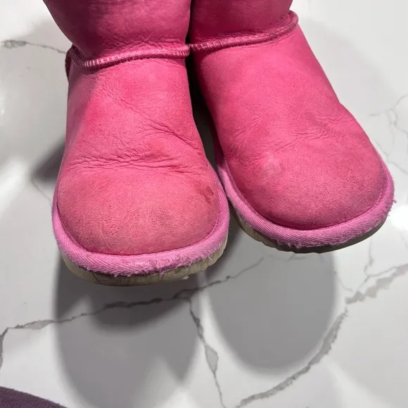 Ugg | Girls Pink Toddler Mini Bailey Bow Winter Leather Boots