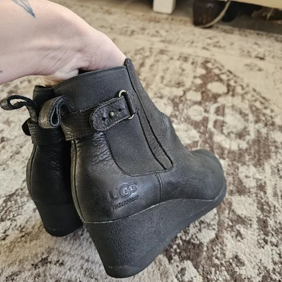 UGG Indra Waterproof Wedge Leather Boots