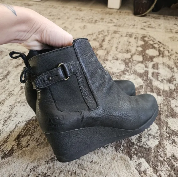 UGG Indra Waterproof Wedge Leather Boots