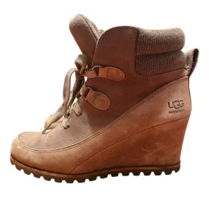 UGG Kriston Waterproof Wedge Bootie - Brown Size 9