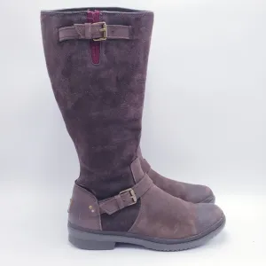 Ugg Thomsen Boots Brown Leather Knee High Wool Lined Waterproof Size 10