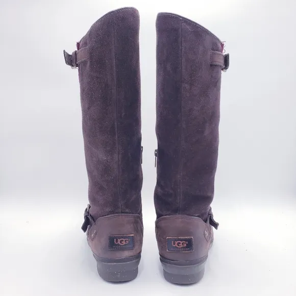 Ugg Thomsen Boots Brown Leather Knee High Wool Lined Waterproof Size 10