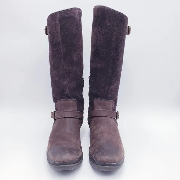 Ugg Thomsen Boots Brown Leather Knee High Wool Lined Waterproof Size 10