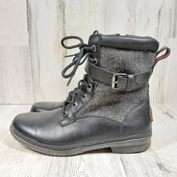 UGG® Women's Kesey Black Lace Up Waterproof Boots #969