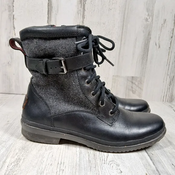 UGG® Women's Kesey Black Lace Up Waterproof Boots #969