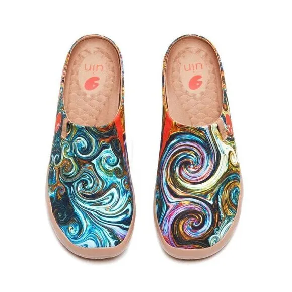 UIN Men's Slipper Comfort Mules Walking Casual Travel Shoes (Starry Night)