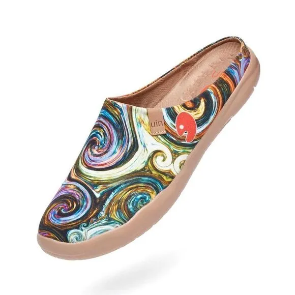 UIN Men's Slipper Comfort Mules Walking Casual Travel Shoes (Starry Night)