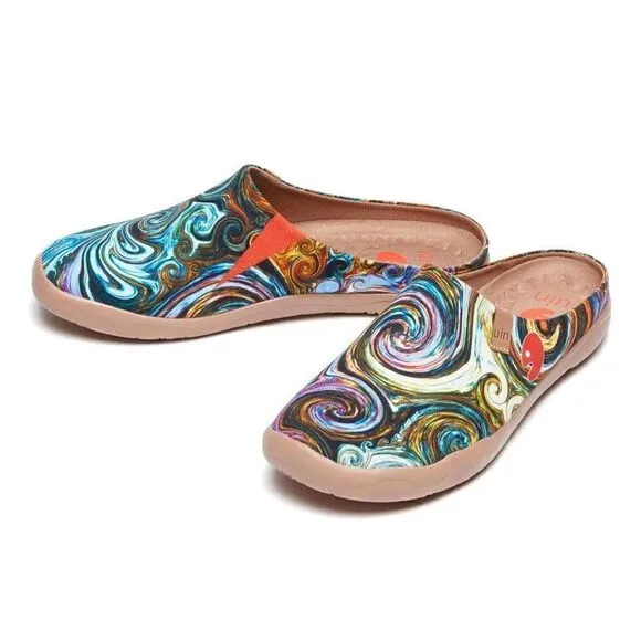 UIN Men's Slipper Comfort Mules Walking Casual Travel Shoes (Starry Night)