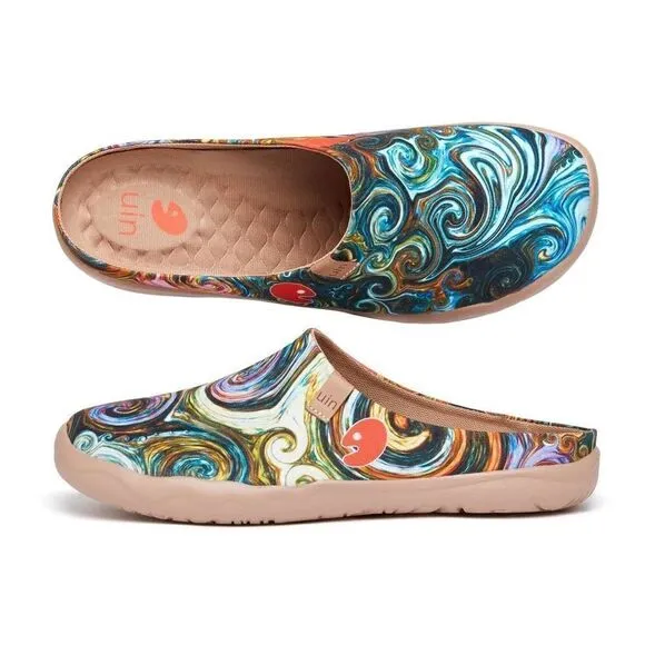 UIN Men's Slipper Comfort Mules Walking Casual Travel Shoes (Starry Night)