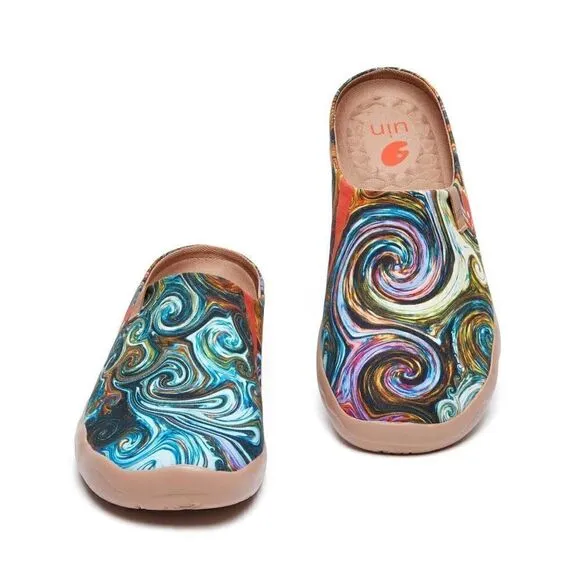 UIN Men's Slipper Comfort Mules Walking Casual Travel Shoes (Starry Night)