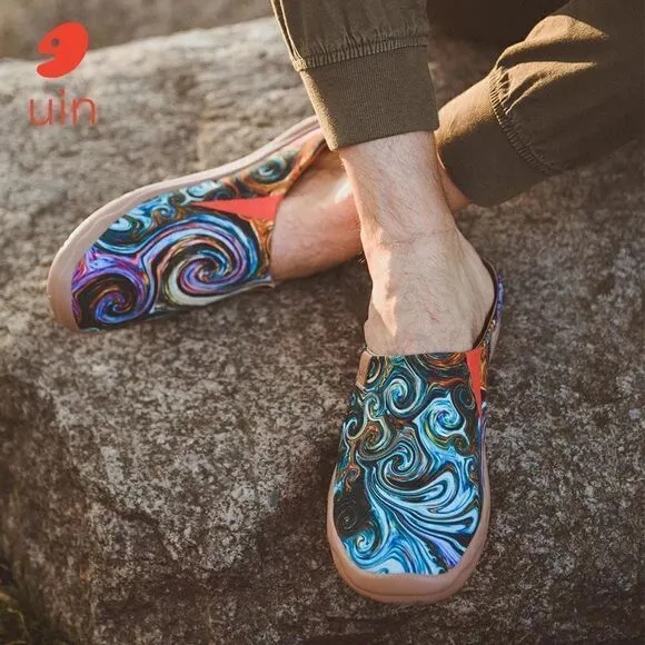 UIN Men's Slipper Comfort Mules Walking Casual Travel Shoes (Starry Night)
