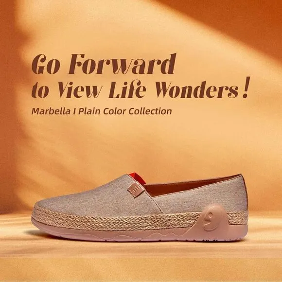 UIN Women's Slip Ons Walking Casual Loafers Shoes (Light Khaki Marbella I)