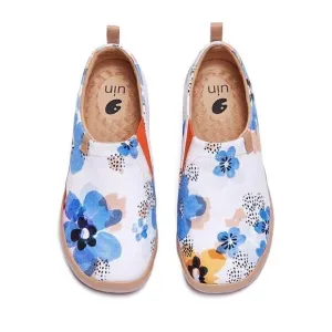 UIN Women's Slip On Casual Loafers Comfort Soft Walking Shoes (Forget Me Nots)