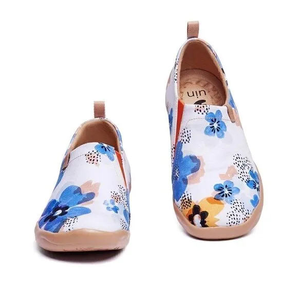 UIN Women's Slip On Casual Loafers Comfort Soft Walking Shoes (Forget Me Nots)