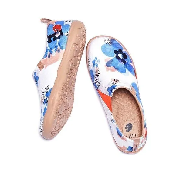 UIN Women's Slip On Casual Loafers Comfort Soft Walking Shoes (Forget Me Nots)