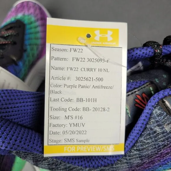 Under Armour Curry Flow 10 Low Basketball Shoes Mens 16‎ Northern Lights Purple