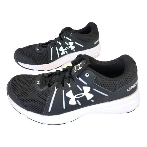 Under Armour Dash Rn 2  Black Mesh Upper Lace Up Athletic Shoes Size 6.5 NWOT