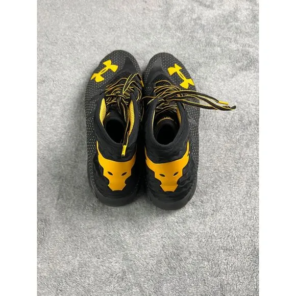 Under Armour Men's The Rock Delta Running Shoes Black Yellow Lace Up Size 15