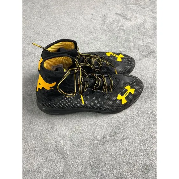 Under Armour Men's The Rock Delta Running Shoes Black Yellow Lace Up Size 15
