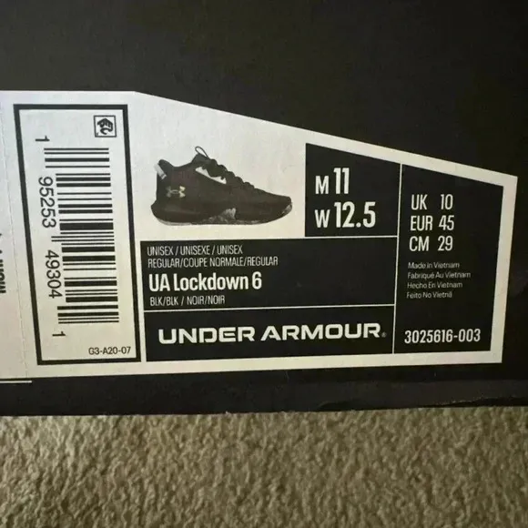 Under Armour UA Lockdown 6 Basketball Shoes‎ Black Men Size 11 Art.3025616-003