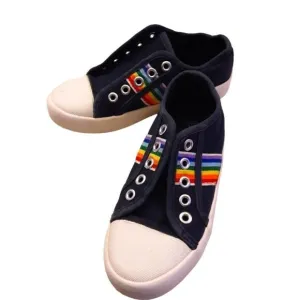 US SPORTS Sneakers Navy Rainbow Rubber Toe Kids sz 13