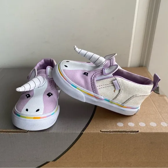 Vans Asher V Purple Unicorn Shoes Toddler Sneakers - SZ 4.5 C