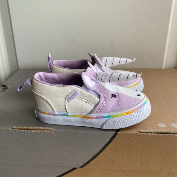 Vans Asher V Purple Unicorn Shoes Toddler Sneakers - SZ 4.5 C