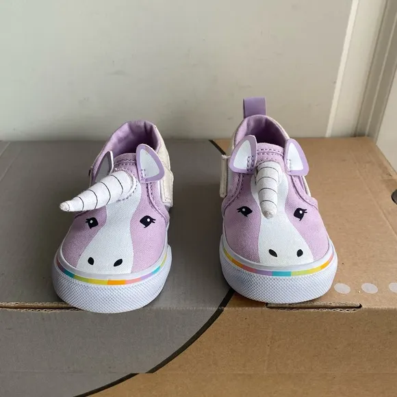 Vans Asher V Purple Unicorn Shoes Toddler Sneakers - SZ 4.5 C