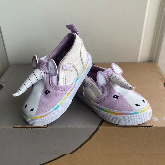 Vans Asher V Purple Unicorn Shoes Toddler Sneakers - SZ 4.5 C