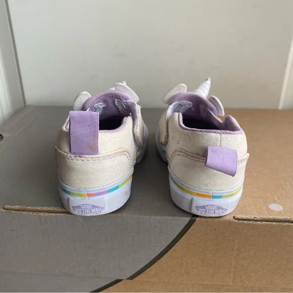 Vans Asher V Purple Unicorn Shoes Toddler Sneakers - SZ 4.5 C