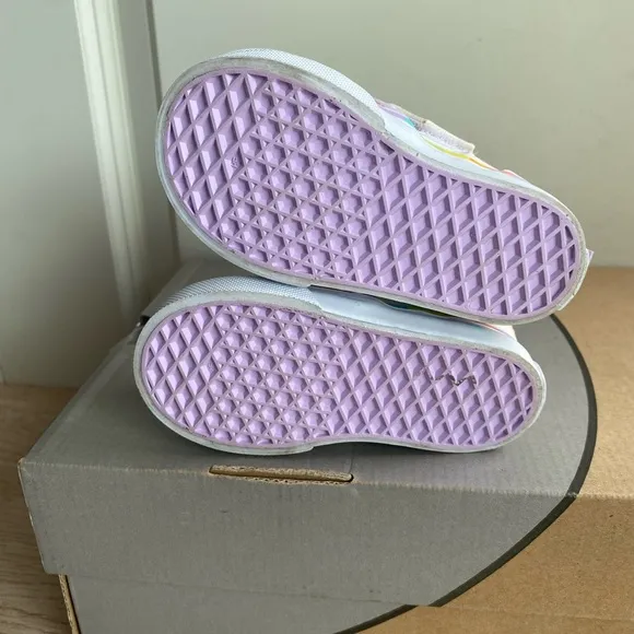 Vans Asher V Purple Unicorn Shoes Toddler Sneakers - SZ 4.5 C