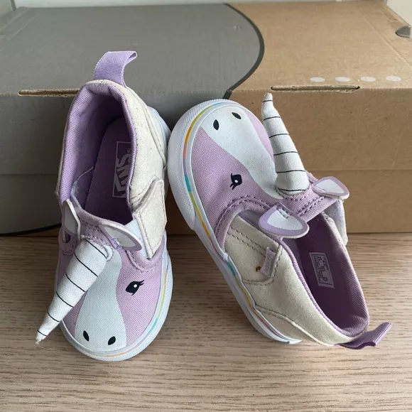 Vans Asher V Purple Unicorn Shoes Toddler Sneakers - SZ 4.5 C