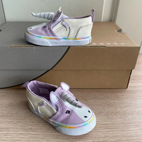 Vans Asher V Purple Unicorn Shoes Toddler Sneakers - SZ 4.5 C