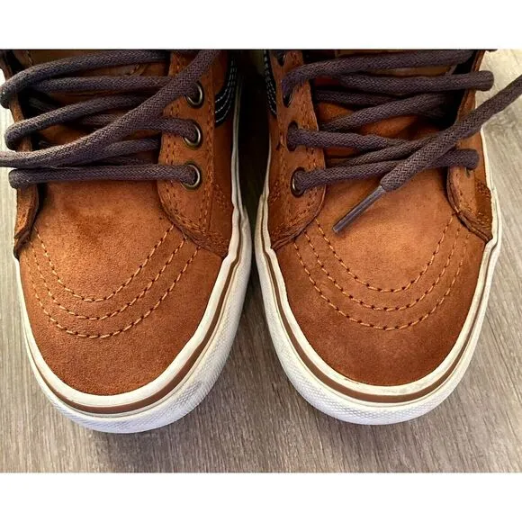 Vans Sk8 Hi All Weather Shoes Boots M 6.5/W 8 Brown Buffalo Plaid Flannel Scotch